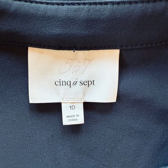 NWOT Cinq a Sept Kyla Long Sleeve Belted Midi Button Down Shirt Dress in Navy 10 - Picture 9 of 16